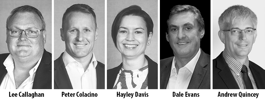 Lee Callaghan, Peter Colacino and Hayley Davis and Dale Evans and Andrew Quincey