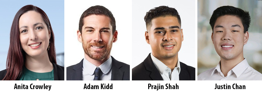 Anita Crowley, Adam Kidd, Prajin Shah, Justin Chan